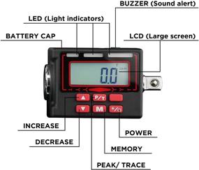 img 3 attached to KAIFNT K552 Digital Torque Adapter: 3/8-Inch 5 to 100 ft·lbs, Buzzer/LED Flash Notification - Dual Direction