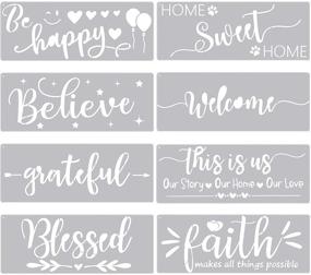 img 1 attached to 🌲 Large Inspirational Word Stencils for Wood Welcome Signs - 8-Piece Set of Reusable Plastic Stencils for Home Decor Crafts and Painting on Wood