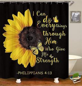 img 3 attached to 🌻 Sunflower Shower Curtain Sets: Quotes Butterfly Bathroom Decor with Rugs - Waterproof, Non-Slip, and Complete with Accessories!