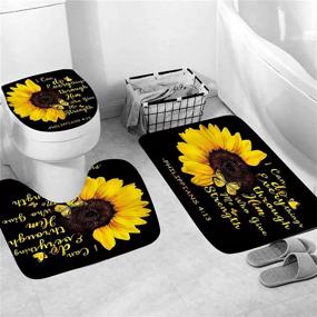 img 1 attached to 🌻 Sunflower Shower Curtain Sets: Quotes Butterfly Bathroom Decor with Rugs - Waterproof, Non-Slip, and Complete with Accessories!