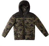 🧣 boys winter camo puffer jacket - zip up, fleece lined, thicken warm outerwear with hood by snow dreams logo