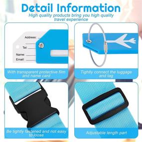 img 2 attached to 4 Pack Luggage Straps Set Adjustable Suitcase Belts Silicone Luggage Tags Travel Suitcase Tags With Name ID Card For Luggage Suitcase Travel Accessories (Blue)