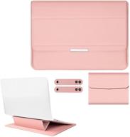 🎀 pengruisi 15-15.6inch laptop sleeve case with stand function - compatible with all laptops and tablets - soft pu leather - pink rose gold logo