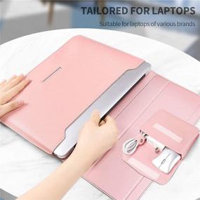 img 3 attached to 🎀 PENGRUISI 15-15.6inch Laptop Sleeve Case with Stand Function - Compatible with All laptops and Tablets - Soft PU Leather - Pink Rose Gold