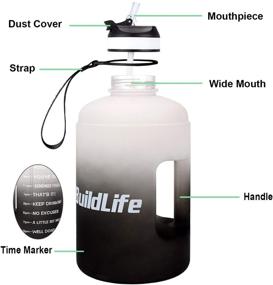 BuildLife gallon Water Bottle with Straw - 128oz Large Water Bottles with  Times to Drink More Daily - BPA Free Motivational Wate