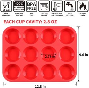 img 3 attached to 🧁 Premium European LFGB Silicone Muffin Pan, 12 Cups Cupcake Pan, 2-Pack Muffin Tin for Muffin, Cupcake, Fat Bomb, Egg Muffin, 100% Food Grade Silicone Molds