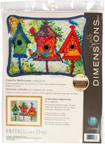 img 4 attached to 🏠 Dimensions Colorful Birdhouse Needlepoint Kit, 14 Mesh Printed Canvas, 11x14 Inch