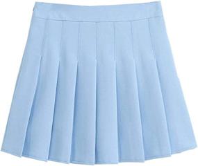 img 3 attached to 👗 Versatile High Waisted Pleated Skater Skirt with Liner Shorts for Girls and Women - Perfect for School Uniforms, Tennis, and Everyday Style