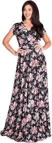 img 3 attached to 🌸 Floral Print V-Neck Maxi Dress for Women with Cap Sleeves - Elegant Long Summer Attire by KOH KOH