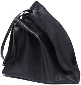 img 4 attached to 👜 Stylish NIGEDU Women's Handbag: Spacious, Soft PU Leather Shopping Tote in Black - Ideal for Casual Fashionistas!