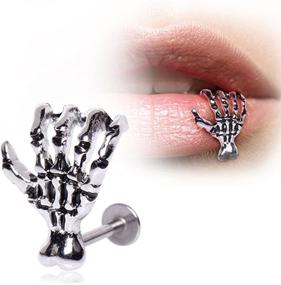 img 2 attached to 🧟 Amelia Fashion Zombie Claw Labret Stud - 16 Gauge, 316L Surgical Steel (Available in Various Lengths)