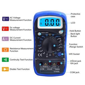 img 3 attached to 🔧 2000 Counts Digital Multimeter with DC AC Voltmeter, Volt Amp Ohm Test Meter for Voltage Current Resistance Continuity Test, Diode Tester with Kickstand - Blue