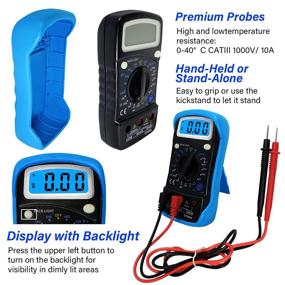 img 2 attached to 🔧 2000 Counts Digital Multimeter with DC AC Voltmeter, Volt Amp Ohm Test Meter for Voltage Current Resistance Continuity Test, Diode Tester with Kickstand - Blue