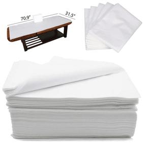 img 4 attached to 🛏️ 30-Piece CAPRIER Disposable Bed Sheets - Large Spa Bed Cover, Massage Table Sheets, Oil-Waterproof, 100 PP+PE Non Woven Fabric, 31.5" x 70.9