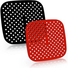 img 4 attached to 🔥 Reusable Air Fryer Silicone Liners: Nonstick Heat Resistant Mats for Ninja, PowerXL, Gourmia, Instant Vortex, COSORI- 2 Pack, 8.5 Inch Square