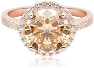 💍 exquisite 14k rose gold plated halo engagement ring with champagne and clear cubic zirconia, size 7 logo