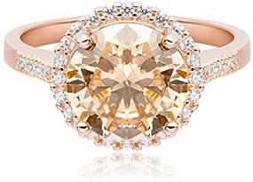 img 1 attached to 💍 Exquisite 14K Rose Gold Plated Halo Engagement Ring with Champagne and Clear Cubic Zirconia, Size 7