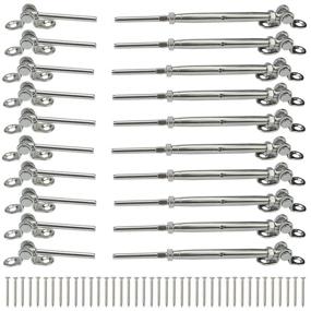 img 4 attached to 🔩 Muzata 10Set Cable Railing Kit: High-Quality Swage Toggle Turnbuckle Hardware in T316 Stainless Steel for Wood Post WoodEasy System - Angle 180°Adjustable Stairs Deck - 10 Cable Lines - CK07 NN1,CA4 CA5