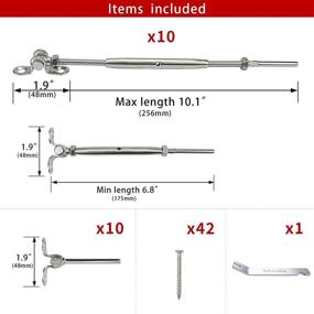img 3 attached to 🔩 Muzata 10Set Cable Railing Kit: High-Quality Swage Toggle Turnbuckle Hardware in T316 Stainless Steel for Wood Post WoodEasy System - Angle 180°Adjustable Stairs Deck - 10 Cable Lines - CK07 NN1,CA4 CA5