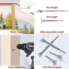 img 2 attached to 🔩 Muzata 10Set Cable Railing Kit: High-Quality Swage Toggle Turnbuckle Hardware in T316 Stainless Steel for Wood Post WoodEasy System - Angle 180°Adjustable Stairs Deck - 10 Cable Lines - CK07 NN1,CA4 CA5