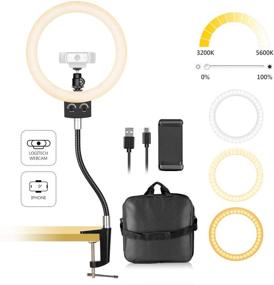 img 4 attached to 📸 Neewer 8.9-inch Dimmable USB LED Ring Light with Flexible Stand and Phone Holder: Ideal for Logitech Webcam C920 C922x C930e Brio 4K C925e C922 C930 C615 + Smartphone