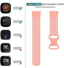 img 3 attached to 🏃 Breathable Sport Straps Replacement Wristbands for Fitbit Versa 3 / Fitbit Sense, Pink Small Size, Compatible with POY