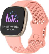 🏃 breathable sport straps replacement wristbands for fitbit versa 3 / fitbit sense, pink small size, compatible with poy logo