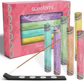 img 4 attached to 🌿 SCENTORINI Incense Sticks Gift Set - 120 Variety Pack with Holder: Lavender, Vanilla, Rainforest, Coconut Grove, Amber Scent