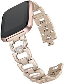 img 4 attached to Stylish Rhinestone Stainless Steel Bands for Fitbit Versa - 5 Color Options