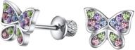 🦋 surgical steel hypoallergenic butterfly stud earrings with secure safety screwback for girls – multicolored delight! logo