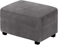 🪑 premium velvet plush ottoman slipcovers - protective, form-fit storage covers with elastic bottom - large, grey logo