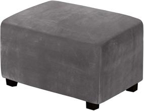 img 4 attached to 🪑 Premium Velvet Plush Ottoman Slipcovers - Protective, Form-Fit Storage Covers with Elastic Bottom - Large, Grey