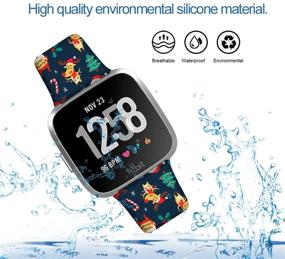 img 2 attached to 🎅 DOO UC 22mm Christmas Floral Bands: Santa and Elk Print Straps for Fitbit Versa Series - Stylish Replacement Sport Strap for Men, Women, and Girls