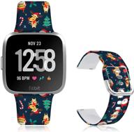 🎅 doo uc 22mm christmas floral bands: santa and elk print straps for fitbit versa series - stylish replacement sport strap for men, women, and girls logo