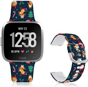 img 4 attached to 🎅 DOO UC 22mm Christmas Floral Bands: Santa and Elk Print Straps for Fitbit Versa Series - Stylish Replacement Sport Strap for Men, Women, and Girls