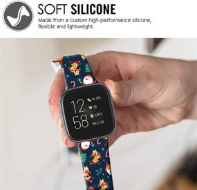 img 1 attached to 🎅 DOO UC 22mm Christmas Floral Bands: Santa and Elk Print Straps for Fitbit Versa Series - Stylish Replacement Sport Strap for Men, Women, and Girls