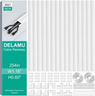 🔌 delamu 254in cable concealer raceway: hide tv wires with easy snap-on elbows, large white cord cover for wall mounted tvs - tv cable management system logo