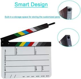 img 3 attached to 🎬 Coolbuy112 Acrylic Film Directors Clapboard, Hollywood Filming Slate Movie Clapboard Decoration Scene Clapper Board with Magnetic Blackboard Eraser and Two Custom Pens