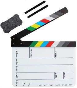 img 4 attached to 🎬 Coolbuy112 Acrylic Film Directors Clapboard, Hollywood Filming Slate Movie Clapboard Decoration Scene Clapper Board with Magnetic Blackboard Eraser and Two Custom Pens