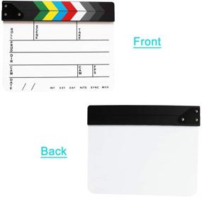 img 1 attached to 🎬 Coolbuy112 Acrylic Film Directors Clapboard, Hollywood Filming Slate Movie Clapboard Decoration Scene Clapper Board with Magnetic Blackboard Eraser and Two Custom Pens