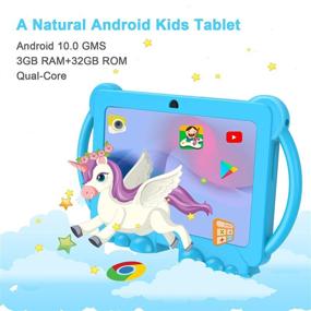 img 2 attached to 📱 7-inch Kids Tablet with Case - Android 10.0, GMS, WiFi, 3GB RAM, 32GB ROM, Eye Protection, HD Touch Screen, Dual Camera, Educational Games, Parental Control