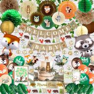 🎉 complete 304 piece woodland baby shower decorations set - perfect for boy or girl, gender neutral forest decor - includes banner, leaf vines, paper fans, woodland animals cutouts, confetti, games, guest book, sash, and more! логотип