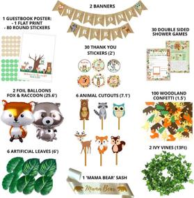 img 3 attached to 🎉 Complete 304 Piece Woodland Baby Shower Decorations Set - Perfect for Boy or Girl, Gender Neutral Forest Decor - Includes Banner, Leaf Vines, Paper Fans, Woodland Animals Cutouts, Confetti, Games, Guest Book, Sash, and More!