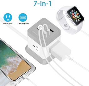 img 2 attached to BEVA Cube Extension Cord Power Strip - 4 Outlets, 3 USB Ports, 5ft Power Cable, Small Desktop Charging Station with Multi Protection - Ideal for Travel, Cruise Ship, Office, Dorm Room