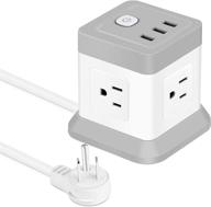 beva cube extension cord power strip - 4 outlets, 3 usb ports, 5ft power cable, small desktop charging station with multi protection - ideal for travel, cruise ship, office, dorm room logo
