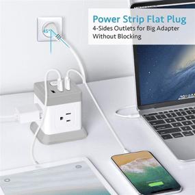 img 1 attached to BEVA Cube Extension Cord Power Strip - 4 Outlets, 3 USB Ports, 5ft Power Cable, Small Desktop Charging Station with Multi Protection - Ideal for Travel, Cruise Ship, Office, Dorm Room