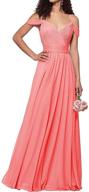 👗 long chiffon aline pleated backless v-neck bridesmaid dresses - prom evening gown for women logo