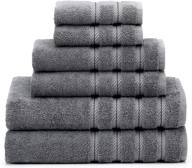 🛀 premium luxury turkish towel set - soft & absorbent, genuine cotton, hotel & spa quality, fluffy 2 washcloths, 2 hand towels & 2 bath towels by american soft linen - 6-piece towel set in grey logo