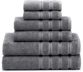 img 4 attached to 🛀 Premium Luxury Turkish Towel Set - Soft & Absorbent, Genuine Cotton, Hotel & Spa Quality, Fluffy 2 Washcloths, 2 Hand Towels & 2 Bath Towels by American Soft Linen - 6-Piece Towel Set in Grey