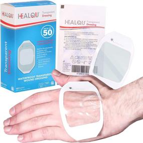 img 4 attached to Healqu Transparent Film Dressing - Waterproof Wound Bandage Patches (50 Pack) - Post-Surgical Shower & Tattoo Aftercare